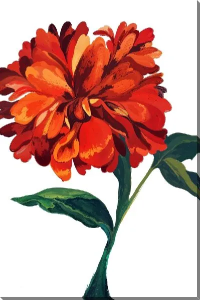 Картина маслом Георгина на белом фоне №2