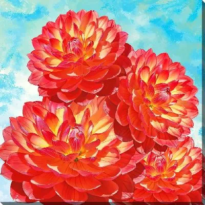 Картина маслом Букет с георгинами