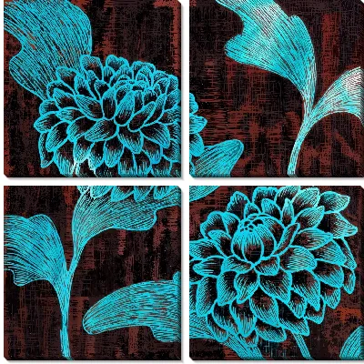 Модульная картина Контуры георгины №2