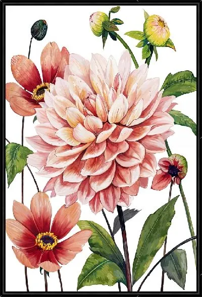 Картина Георгины на белом фоне №2