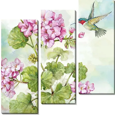 Модульная картина Колибри и герань