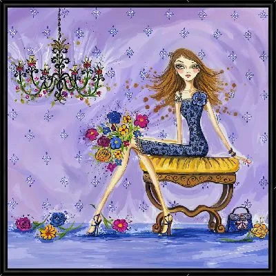 Картина Девушка и фиалки