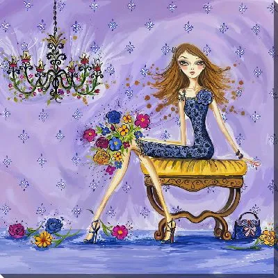 Картина маслом Девушка и фиалки