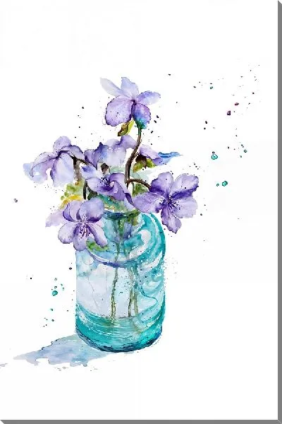 Картина маслом Фиалки в вазе