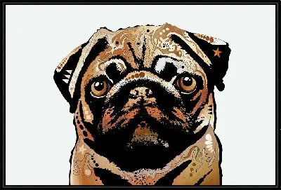 Картина Мопс на бежевом фоне