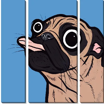 Модульная картина Мопс показывает язык