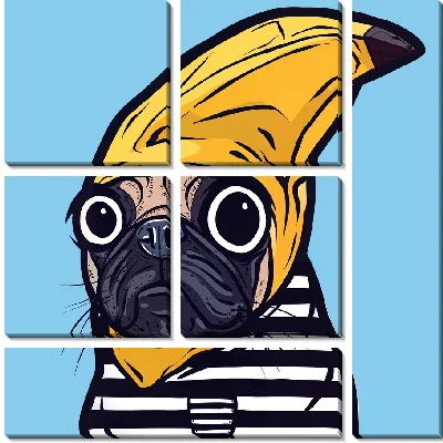 Мопс в шапочке банан