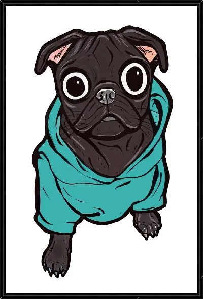 Картина Мопс в зеленой кофте