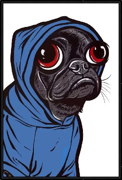 Картина Мопс в синей кофте