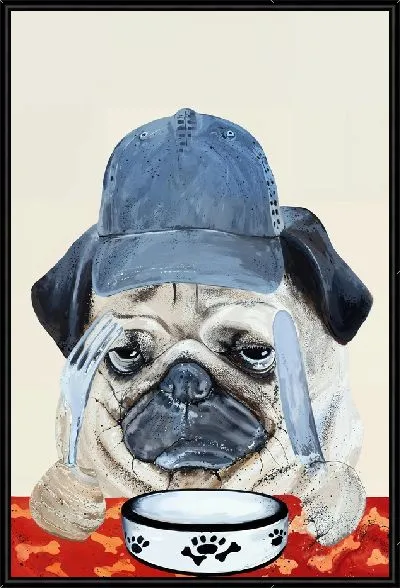 Картина Голодный мопс в кепке