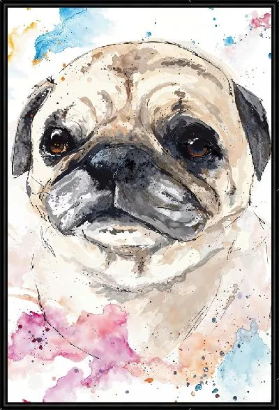 Картина Мопс в стиле акварель №2