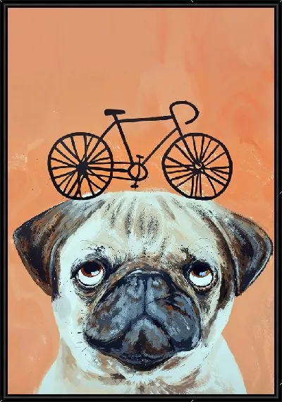 Картина Мопс и велосипед