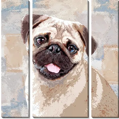 Модульная картина Улыбающийся мопс