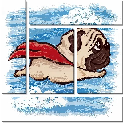 Модульная картина Мопс супергерой