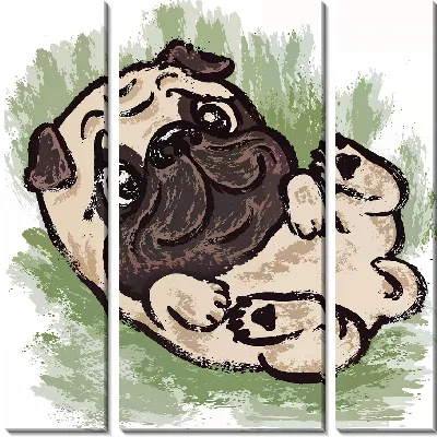 Модульная картина Валяющийся мопс