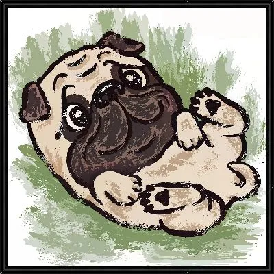 Картина Валяющийся мопс