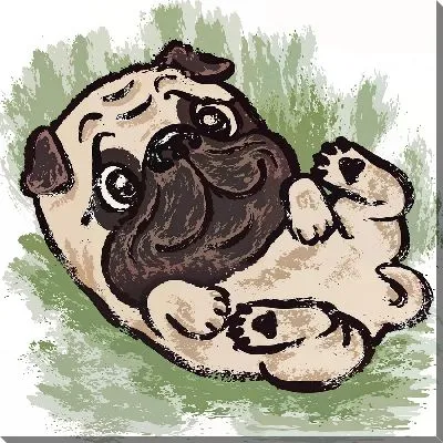 Картина маслом Валяющийся мопс