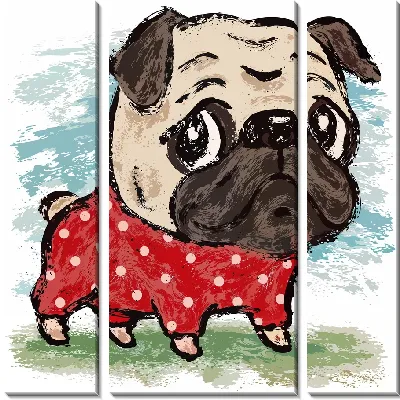 Модульная картина Мопс в одежде