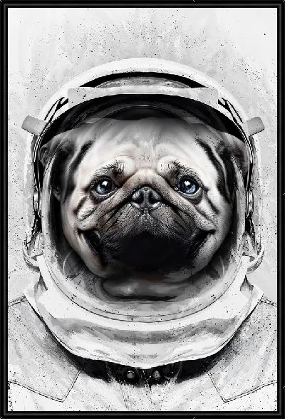Картина Мопс в скафандре космонавта