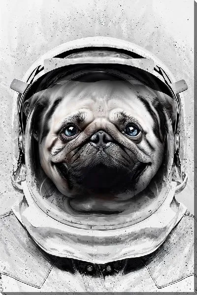 Постер Мопс в скафандре космонавта