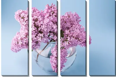 Модульная картина Сирень в круглой вазе