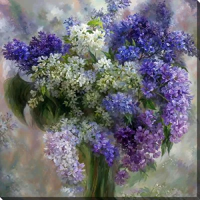 Картина маслом Разноцветная букет сирени