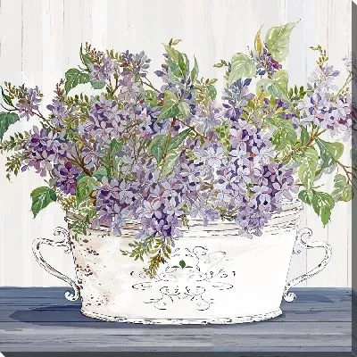 Картина маслом Сирень в белом кашпо