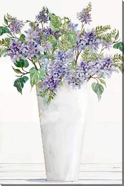 Картина маслом Сирень в вертикальном кашпо