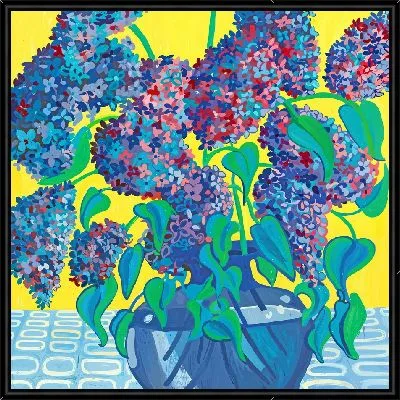 Картина Яркий букет сирени на желтом фоне