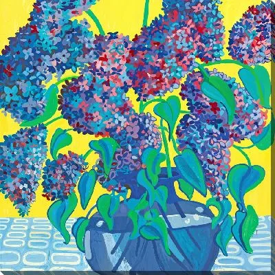 Постер Яркий букет сирени на желтом фоне