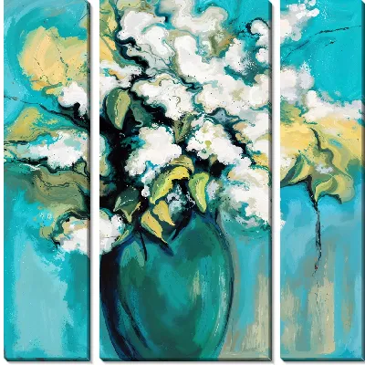 Модульная картина Букет белой сирень в вазе