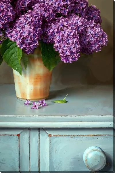 Картина маслом Опадающая сирень