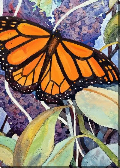 Картина маслом Бабочка и сирень