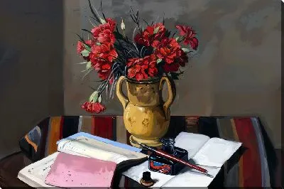 Картина маслом Натюрморт с гвоздиками