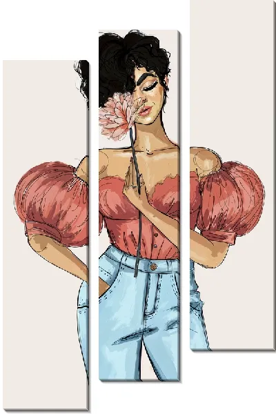 Модульная картина Девушка с гвоздикой