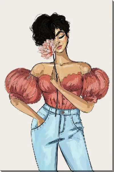 Картина маслом Девушка с гвоздикой