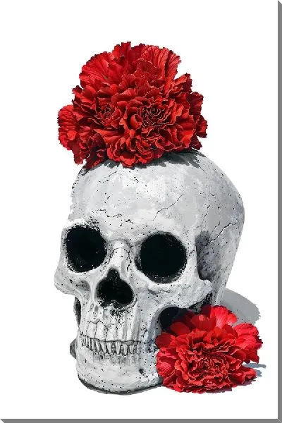 Картина маслом Череп и гвоздики