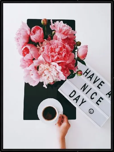 Картина Пионы и кофе