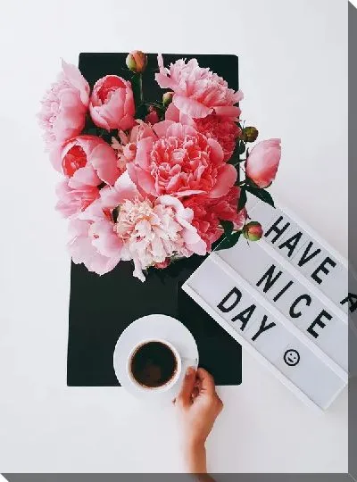Постер Пионы и кофе
