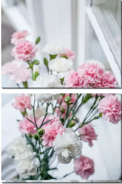 Модульная картина Гвоздики у окна