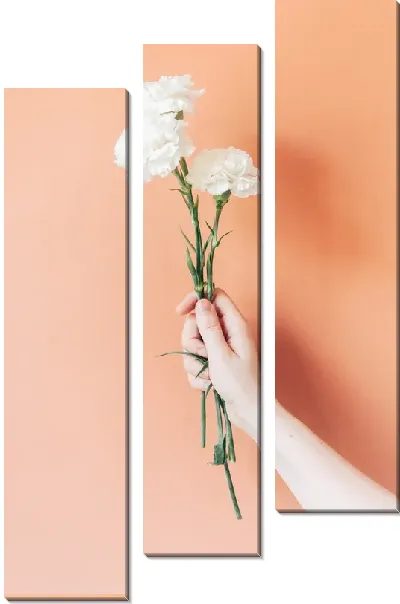 Модульная картина Три гвоздики в руке