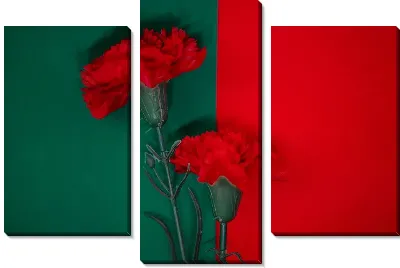 Модульная картина Две алых гвоздики
