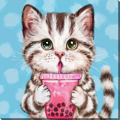 Картина маслом Полосатый пьет коктейль