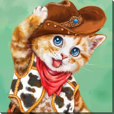 Картина маслом Кот в шляпе