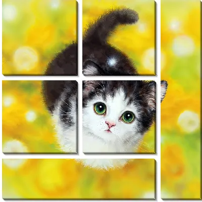 Модульная картина Кот смотрит вверх