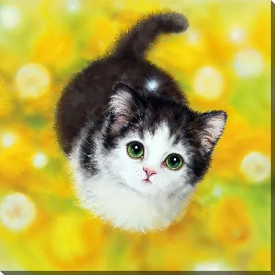 Картина маслом Кот смотрит вверх