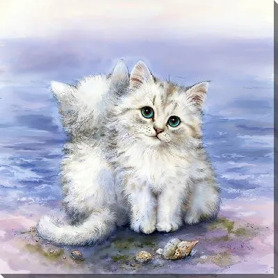 Картина маслом Два белых котика