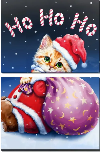 Модульная картина Новогодний кот 