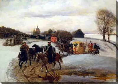 Картина Вешний поезд царицы на богомолье при царе Алексее Михайловиче (Spring Queen train on a pilgrimage under Tsar Alexei Mikhailovich)