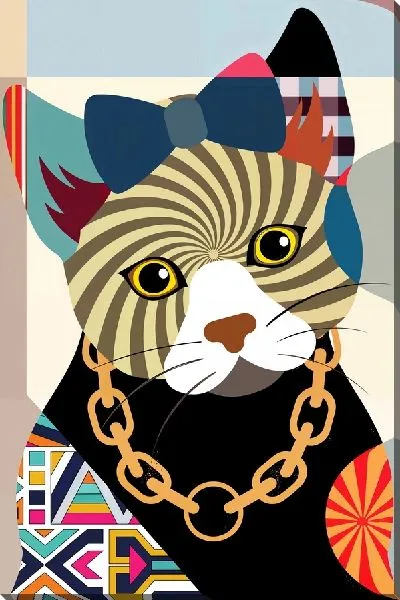 Картина маслом Модная киса